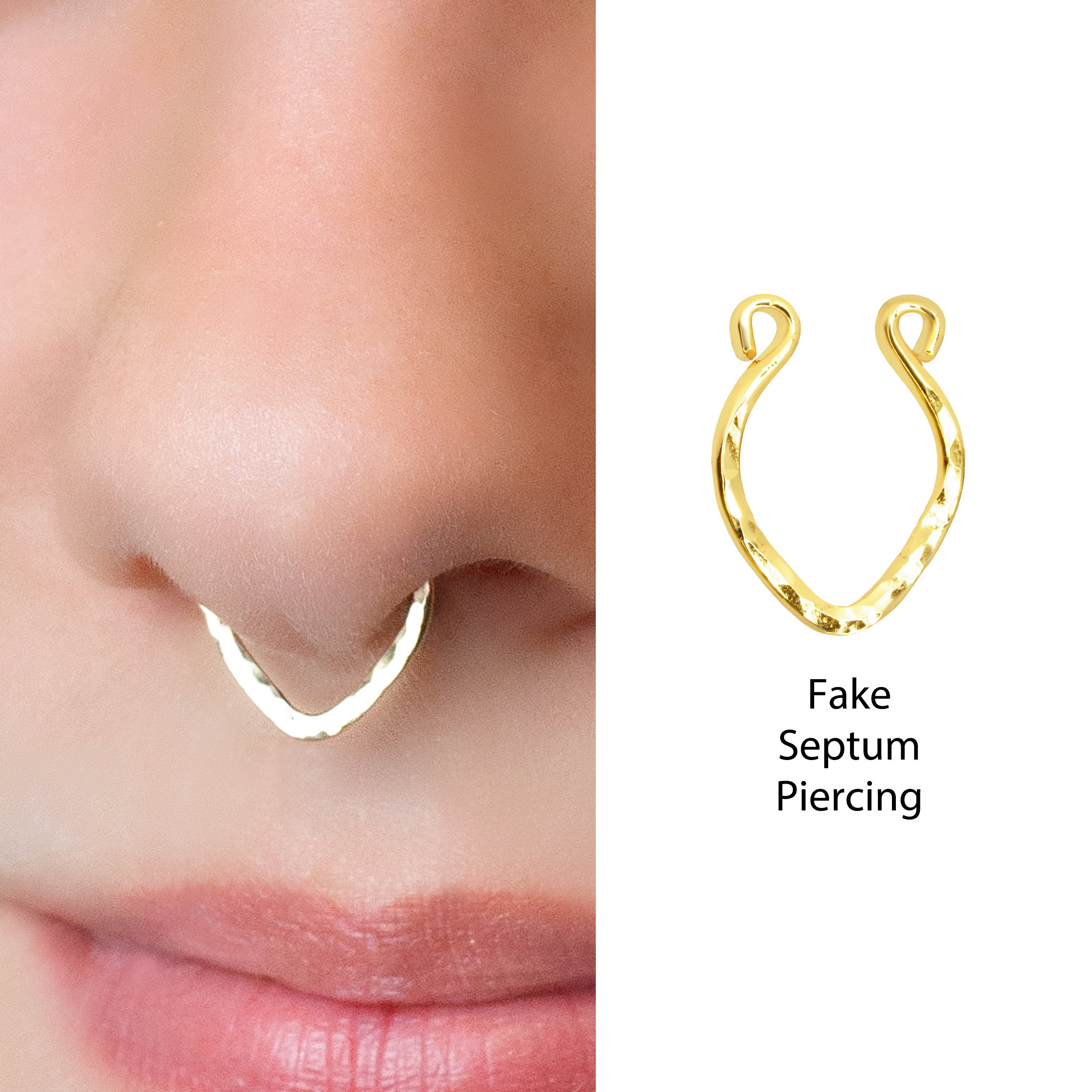 Fake Septum Ring V Earring Clip On Nose Faux Body Jewelry – BenittaMoko