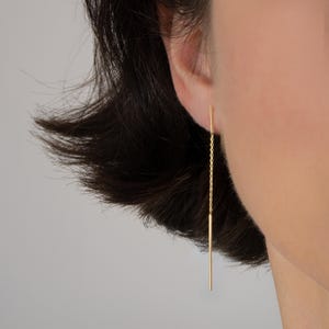 Threader Earring Gold, Chain Stud Earrings, Threaded Gold Bar, Pull-Through Earring