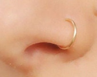 20-22-24 Gauge Nose Ring Endless Hoop for Body Piercing, Seamless Hoop 20g, 6 to 12 mm, Gold Silver