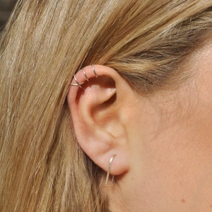 Arc Earrings, Second Hole Earrings, Ear Hugger, Tiny Bar Earrings, Ear Cuff Earrings