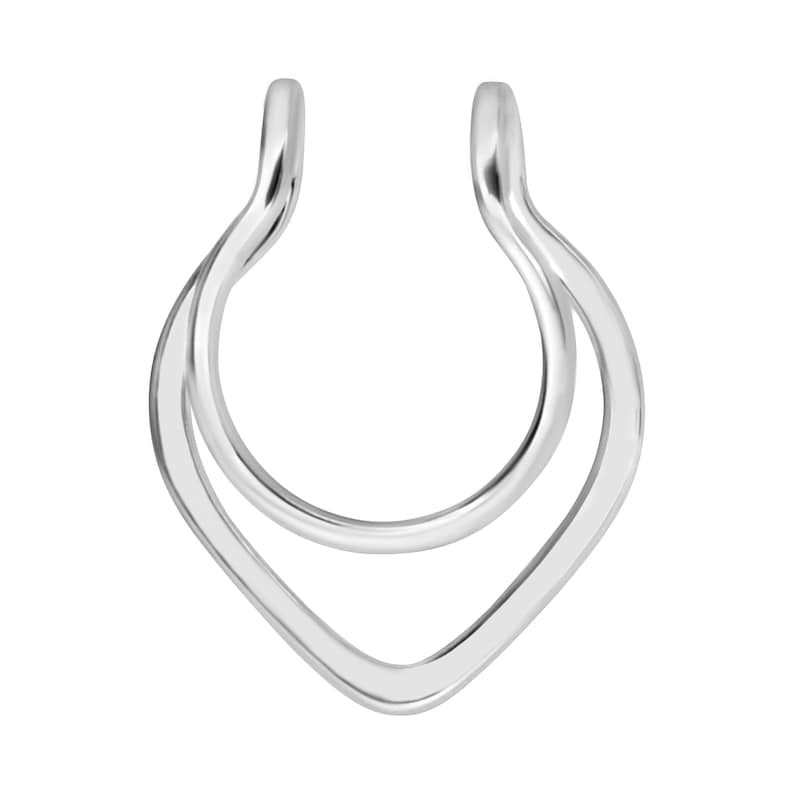 Fake Septum Ring no Piercing Septum Earring, Double Hoop Fake Septum image 9