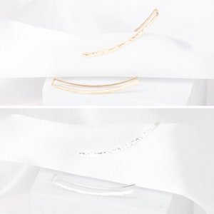 Modern Minimalist Ear Climber, Smooth Ear Sweeps, Double Ear Cuff, Earring Climbers 30mm, Ear Cuff, Gold Crawlers image 6