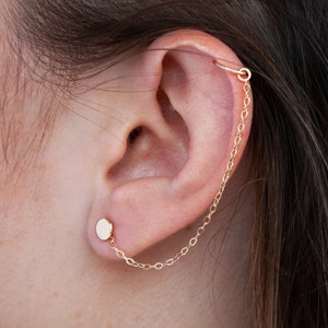 14K Solid Gold Filled Chain Earring Link, Piercing Connector, Earring Add On