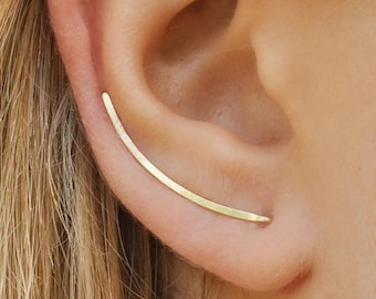 Gold Bar Earrings, Stick Earrings Climbers, Long Ear Studs