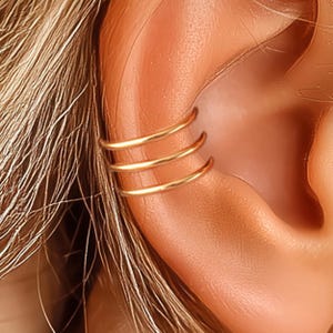 Three Line Ear Cuff No Piercing, Fake Conch Earring, Cartilage Cuff, Fake Piercing, Minimalist Ear Cuff, earcuff