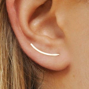 Ear Climbers 20mm - Sleek Ear Pins, 14k Gold Filled, Smooth Sweep, Modern Minimalist Earrings, Up The Ear Crawler
