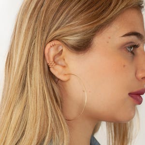 14k Gold Filled Hoop Earrings: Thin Minimalist Wire Hoops