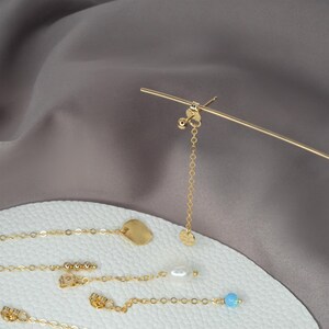 Oorbelketting, hangoorbellen achterkant, ketting kwastje, gouden kettingbedel afbeelding 7