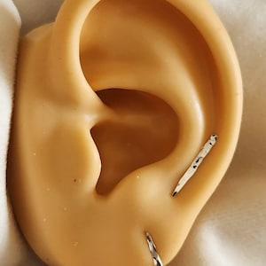 Small Arc Earring Ear Threader, Bar Stud Gold, Minimalist Second Hole Piercing