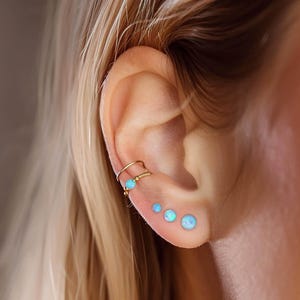 Turquoise Earrings, Sterling Silver Tiny Studs (3,4,5mm)