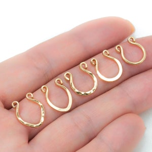 Hammered Flat Fake Septum Ring, Septum Jewelry, Fake Piercing Gold Siler