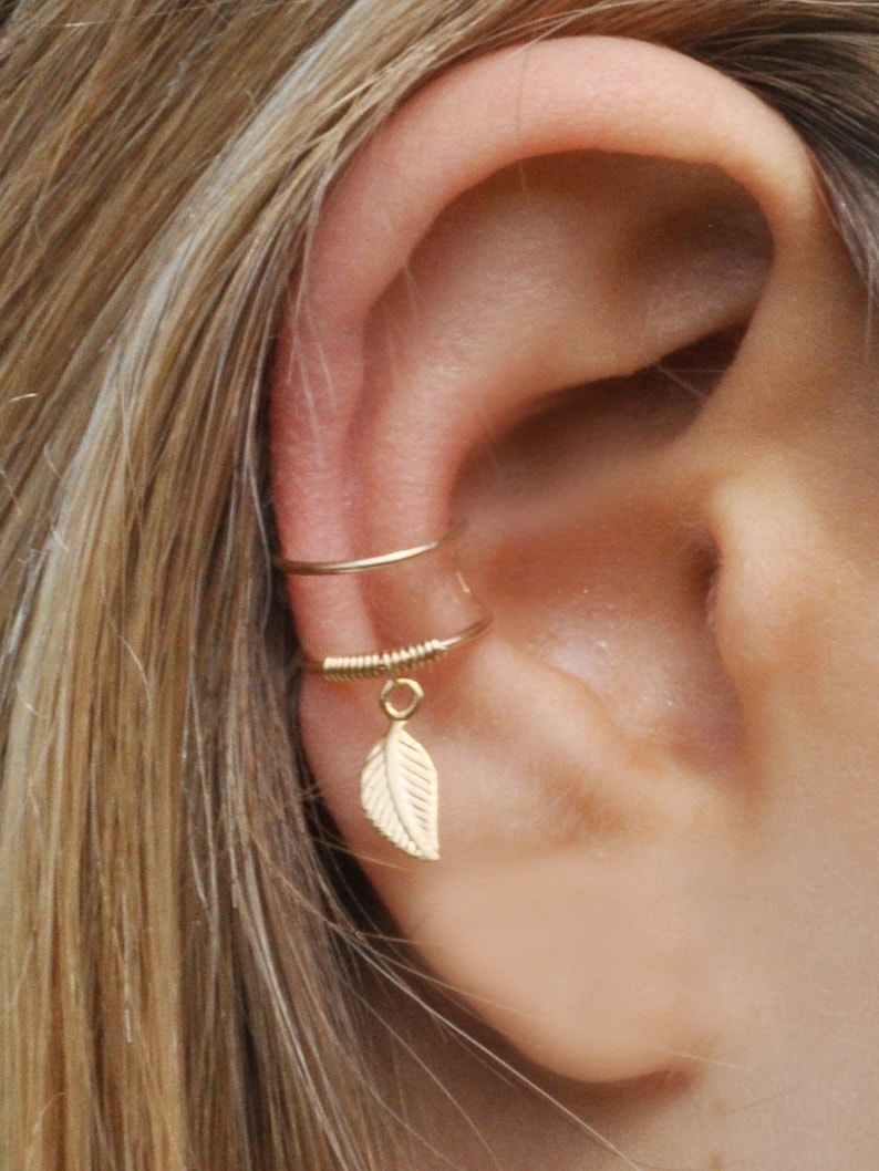 DOUBLE WRAP CUFF Leaf Ear Cuff Ear Cuff Fake Piercing No Etsy