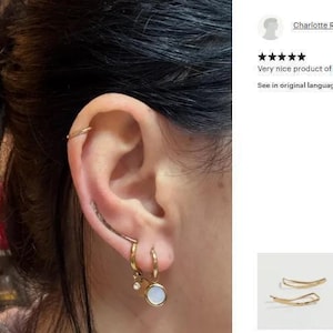 gold ear climber with hammered texture, handcrafted ear crawler earrings, minimalist jewelry image 18