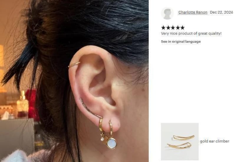 gold ear climber with hammered texture, handcrafted ear crawler earrings, minimalist jewelry image 18