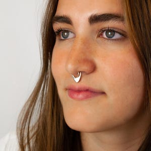 Fake Septum Piercing, Nose Cuff, Double V Spike Edgy Style, Gift for Teens