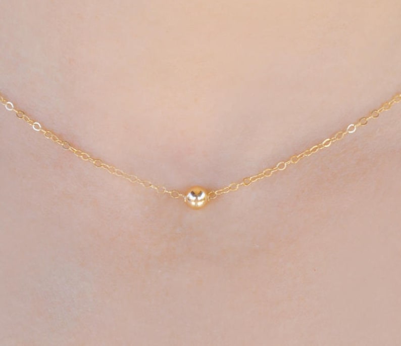Bridesmaid Gift Minimalist Necklace Gold Filled Gold Ball Necklace 14K Gold Bead Necklace Gold Layering Necklace Everyday Jewelry