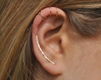 Minimalist Ear Climber Earrings Ear Cuffs Ear Crawlers Hand Hammered Statement Earrings