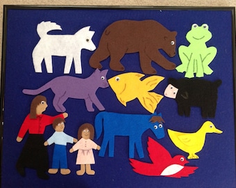 Brown Bear, Brown Bear" Children Story Flannel board Felt set