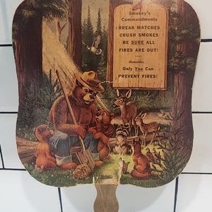vintage Smokey l'ours papier éventail carton National Forest USA