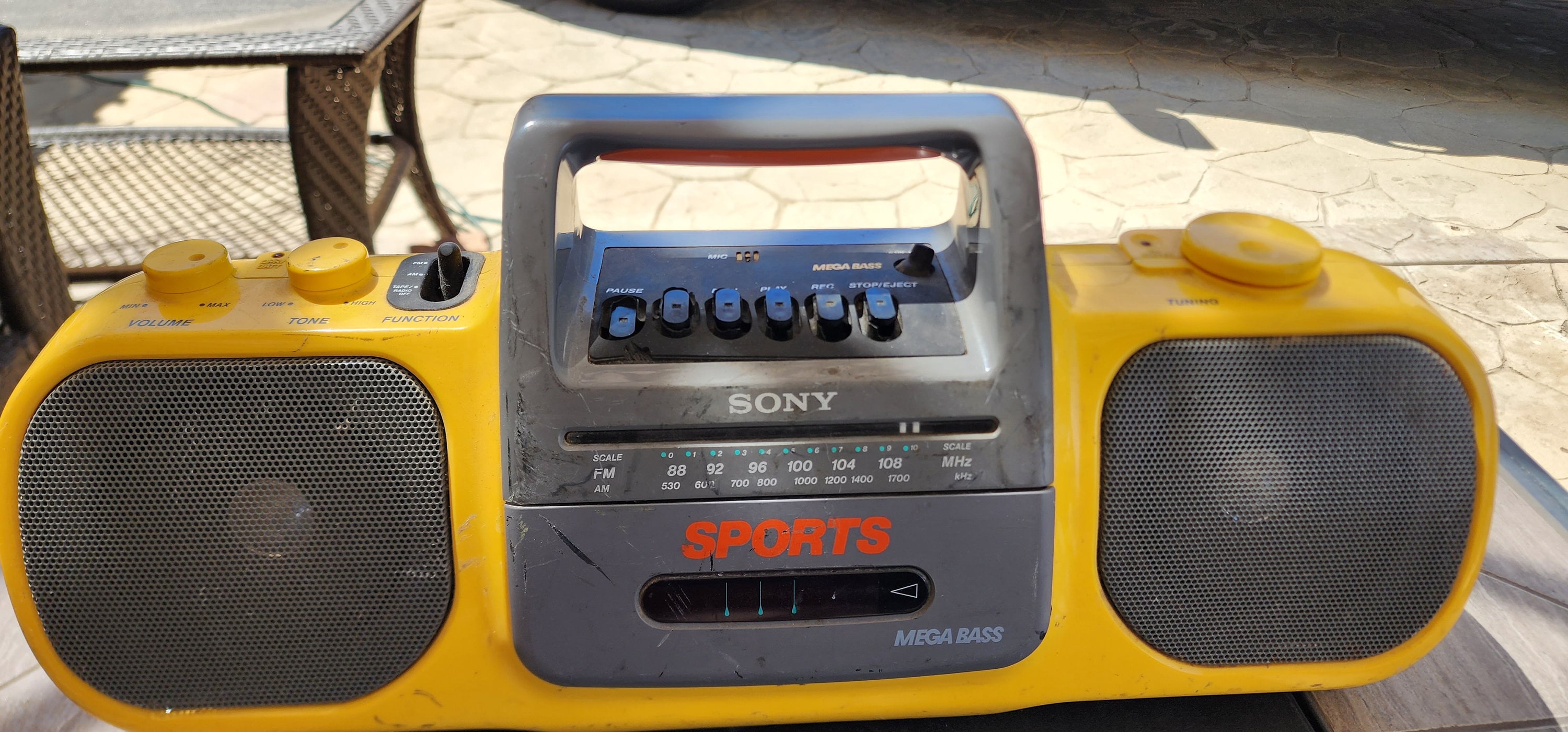 Vintage Sony Sports Yellow Boombox Radio Cassette Deck