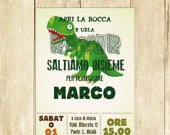Invito Compleanno Dinosauro Verde Invito Festa Compleanno Invito Compleanno Stampato Invito Compleanno Digitale Invito Compleanno Stampabile