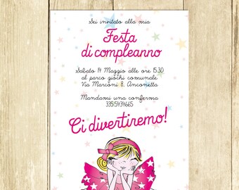 Invito Compleanno Ballerina, Invito Festa Compleanno, Invito Compleanno Stampato Invito Compleanno Digitale Invito Compleanno Stampabile