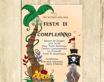 Invito Compleanno Pirati Invito Festa Compleanno Invito Compleanno Stampato Invito Compleanno Digitale Invito Compleanno Stampabile I005