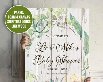 Personalized Girl Baby Shower Welcome Sign Rustic, Floral Welcome Sign Baby Shower Signage Boho Girl Baby Shower Welcome Sign Foam Board