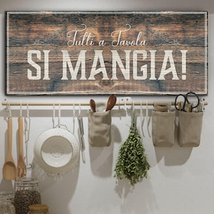 Italian Kitchen Canvas Wall Art: Tutti Tavola Si Mangia - Rustic Dining Room Decor for Grandma