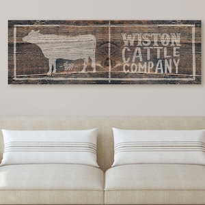 Cattle Sign, Rustic Ranch Sign, Modern Farmhouse Decor, Cow Wall Decor, Home Decor Gift, Large Canvas Print, Wall Art Living Room Prints