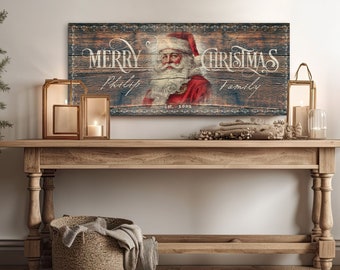 Holiday Decor, Santa Claus Christmas Signs, Mantel Christmas Decor, Farmhouse Xmas Sign, Traditional Christmas Print, Fireplace Wall Hanging