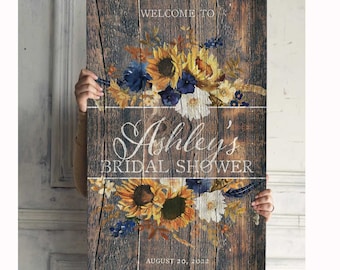 Sunflower Bridal Shower Sign, Rustic Bridal Shower Decorations, Summer Bridal Party Welcome Centerpiece Poster, Bridal Brunch Banner, Canvas