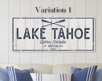 Lake House Wall Art, Custom Lake House Sign, Lake Tahoe Wall Print, Family Name Sign, Coastal Decor, Cottage Cabin Sign, Large Summer Print