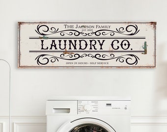 Large Laundry Room Sign, Laundry Co. Wall Art, Wash Room Canvas Print, Modern Farmhouse Wall Decor,Primitive Wall Hanging,Mid Century Modern