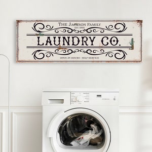 Large Laundry Room Sign, Laundry Co. Wall Art, Wash Room Canvas Print, Modern Farmhouse Wall Decor,Primitive Wall Hanging,Mid Century Modern