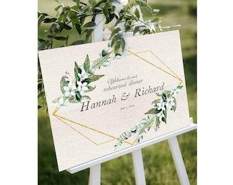 Rehearsal Dinner Welcome Sign, The Night Before Sign, Greenery Wedding Rehearsal Dinner Board, Eucalyptus Wedding Decor, Garden Rehearsal