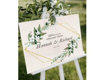 Rehearsal Dinner Welcome Sign, The Night Before Sign, Greenery Wedding Rehearsal Dinner Board, Eucalyptus Wedding Decor, Garden Rehearsal