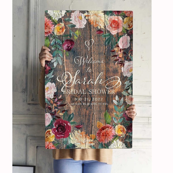 Rustic Bridal Shower Decorations, Spring Bridal Shower Welcome Sign, Canvas Bridal Brunch Poster~Welcome Banner With Custom Welcome Message