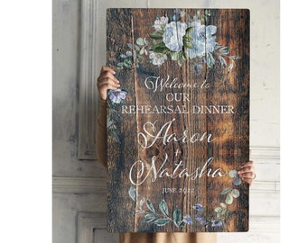 Rehearsal Dinner Sign Canvas, Rustic Spring Wedding Rehearsal Dinner Decorations, Rehearsal Welcome Dinner Board, Beachy Rehearsal Poster