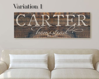 Last Name Sign For Wall, Large Wall Hanging, Vacation House Wall Art, Master Bedroom Wall Decor, Est Sign For Family, Cottagecore Decor,Gift