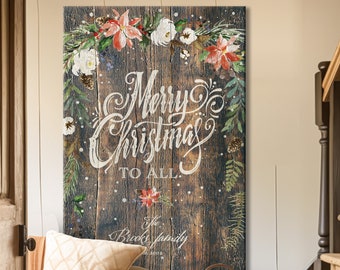 Holiday Decor Sign, Primitive Christmas Decor, Farmhouse Christmas Wall Hanging, Home Gift Prints, Large Mantel Sign, Merry Christmas To All