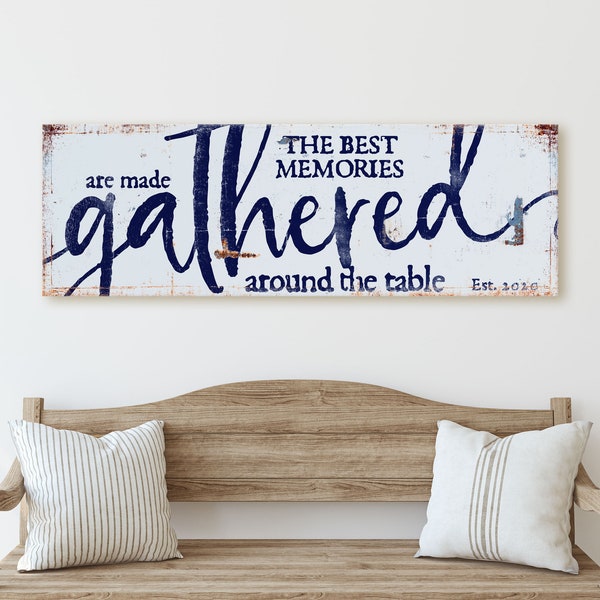 Modern Farmhouse Dining Room Wall Art, Mothers Day Gift, The Best Memories Are Made Gathered Around The Table Sign, Large Canvas Print