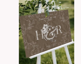 The Night Before Welcome Sign, Rustic Rehearsal Dinner Board, Gold Wedding Decorations, Outdoor Wedding Rehearsal Banner~Customized Message