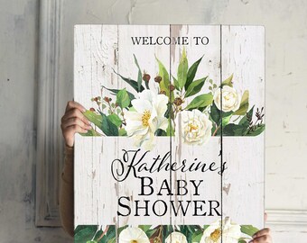 Spring Baby Shower Banner, Floral Welcome Board, Canvas Baby Shower Girl Sign, Floral Welcome Poster, Baby Shower Signage, Foam Board