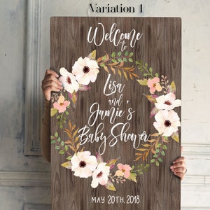 Rustic Baby Shower Decorations, Boho Baby Shower Welcome Sign, Woodland Baby Shower Welcome Board, Gender Reveal Canvas Poster, Spring, 0127