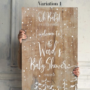 Baby It's Cold Outside Baby Shower Sign, Winter Wonderland Baby Shower Poster, Winter Woodland Baby Shower Board, Canvas Welcome Sign, 0154