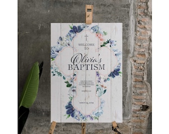 First Communion Welcome Board, Baptism Welcome Sign Girl, Canvas Christening Poster, Welcome To Baptism Board, Religious Banner, Bible Verse