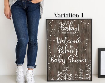 Printable Personalized Yellow White Silver Large Welcome Board Baby Shower Welcome Sign PDF Template Digital Download Signage 0061