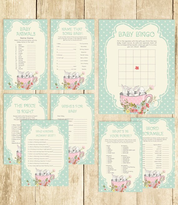 Bunny Baby Shower Games Package Activities Ideas Eight Printable Bunny Baby Shower Games Package Activities Ideas Eight Printable