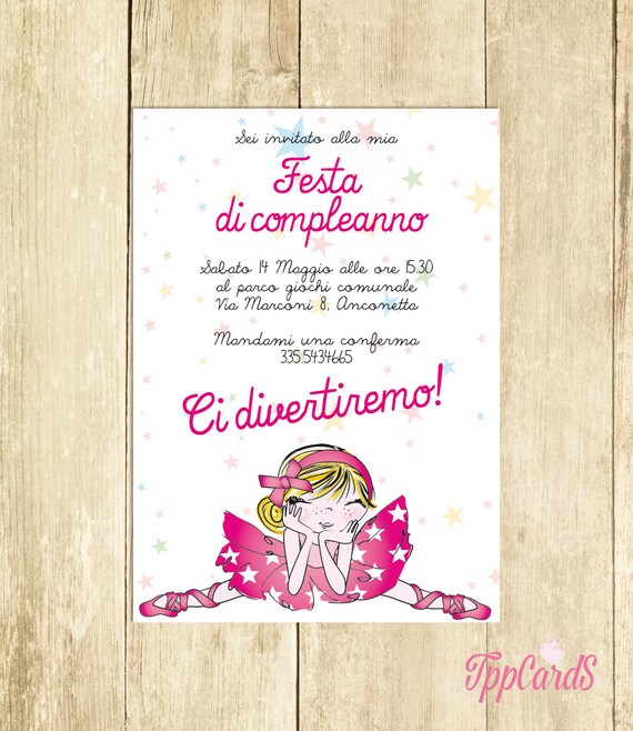 Items Similar To Invito Compleanno Ballerina Invito Festa